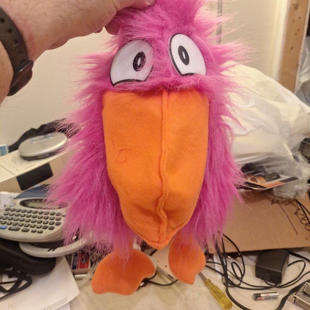 Toy Bird Hand Puppet Squawking Hot Pink Crow Obnoxious Noisemaker OTC Toys